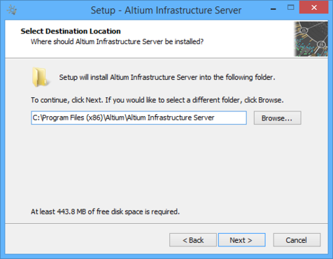 Determine install location for the Altium Infrastructure Server.